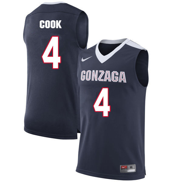 Men #4 Aaron Cook Gonzaga Bulldogs College Basketball Jerseys Sale-Navy
